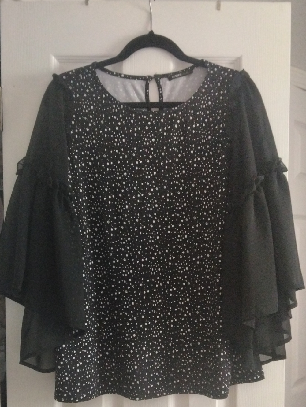 Robert Louis White Dot Bell-Sleeve Blouse